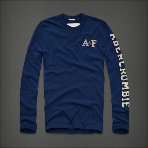 Abercrombie Fitch Hombres De Cuello Redondo Largo Remera AF5905